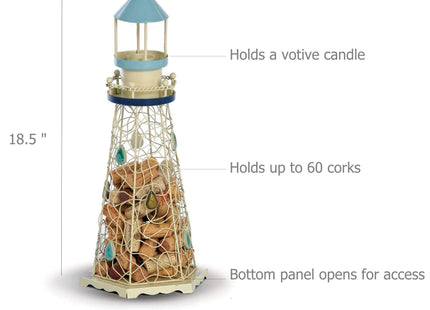 Lighthouse Cork Caddy Cork Holder by Picnic Plus-White 18" Tall Holds Over 80 Corks