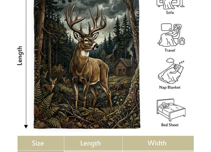 Jekeno Deer Blanket Wilderness Deer Throw Blanket 50"X60"
