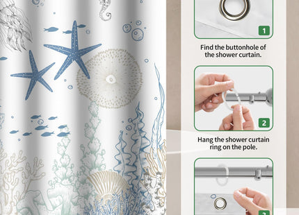 Meiguiman Nautical Coastal Jellyfish Shower Curtain