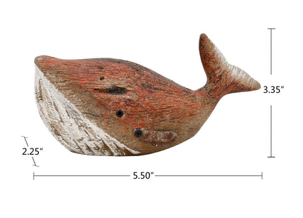K KILIPES Wood Whale Statue Beach Table Decor for Home, 5.5" H Rustic Hand Carved Wood Sculpture Whale Figurine Coastal Centerpiece Nautical Ocean Decorations