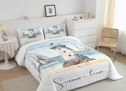 Erosebridal Nautical Sailboat Comforter Set Twin Size 2 Piece Bedding Set