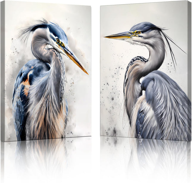 ZOQIPQO Heron Wall Art Blue Bird Coastal Wall Decor 16X12Inch