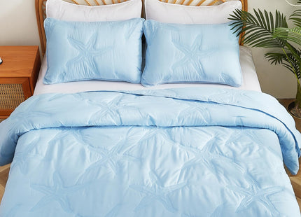 EVENHUG Coastal Quilt Sets King Size Summer Soft Lightweight Beach Bedding Set with Pillow Shams Nautical Bedspread Coverlet for All Season (Blue 90''x90'')