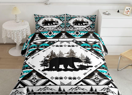 Feelyou Bear Kids Comforter Set Queen Size Cabin Bear Animals Bedding Set