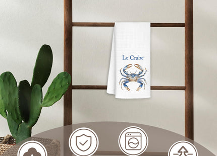 WUCHJ Coastal Beach Kitchen Towels 16x24 Inch, Le Crabe Decorative Dish Tea Towels for Kitchen, Ocean Gift Bathroom Decor,16x24 Inch