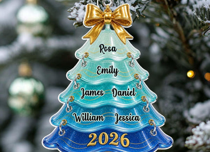 Wrappiness Custom Name Christmas Ornament, Family Member Pine Tree Ornament