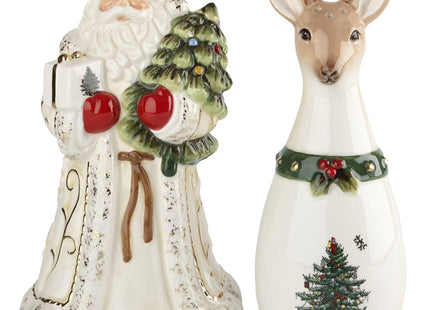 Spode Christmas Tree Santa & Reindeer Salt & Pepper Set, Set of 2