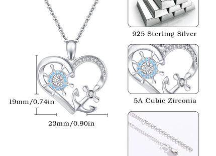 MEDWISE 925 Sterling Silver Anchor Necklace for Women Nautical Jewelry