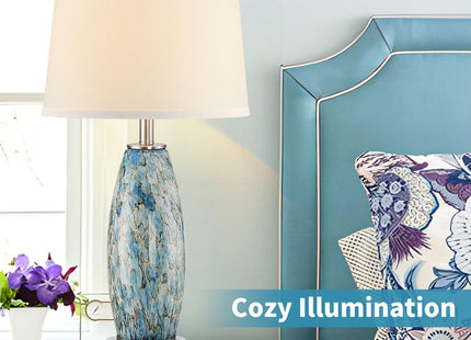 Lovlast 29" Tall Coastal Glass Table Lamps Set of 2 for Bedroom Living Room