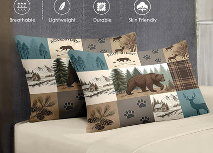 WeCozy Twin Comforter Set with Sheets, 5 Pieces Bear Woodland Bedding