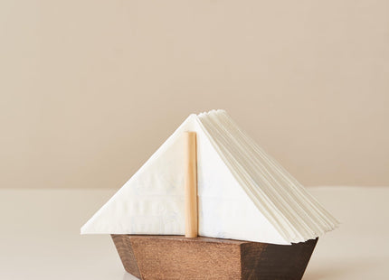 HMC Wooden Sailboat Napkin Holder – The Smooth Sailor Nautical Tabletop Dispenser for Coastal Home & Kitchen Décor, Durable Wooden Construction