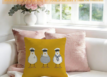 JLLBF Yellow Nautical Seagull Pillow Cover 18x18 Double-Sided