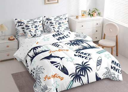 Feelyou Ocean Beach Comforter Set Full Size 7 Pcs for Boys Girls Teens