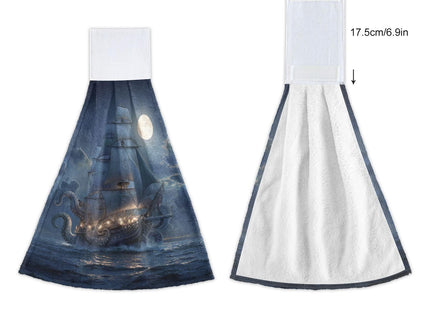 Ocean Sea Hanging Kitchen Towels Sailing Pirate Octopus Tentacles Bathroom Hand Tie Towel Fast Drying Dish Tea Towels for Bath Tabletop Gym Home Decor Set of 2