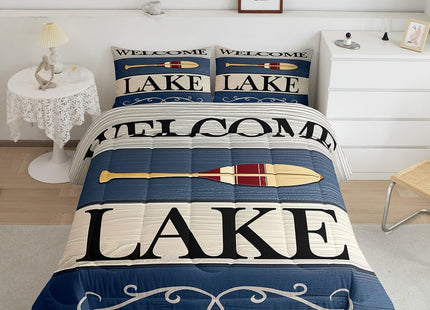 jejeloiu Lake House Paddle Relax Comforter Set Twin Size Kids Boys