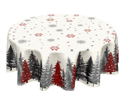 ABSOP Christmas Snowflake Tablecloth 60 Inch Gary Red Tree Table Cloth