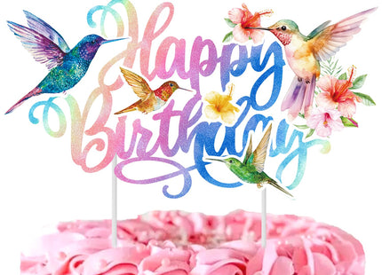 Hummingbird Party Cake Topper Hummingbird Birthday Cake Decoration Hummingbird Mother's Day Decoration Bird Cake Topper for Hummingbird Theme Baby Shower Party Supplies
