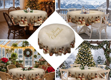 YOPINCO 60 Inch Round Christmas Tablecloth, Snowman Holiday Table Cover