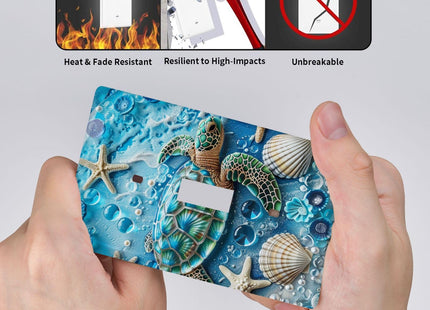 Groamaup Starfish Turtle Single Toggle Switch Plate Blue Standard 1 Gang Toggle Decorative Light Switch for Home Office Wall Plate Decor