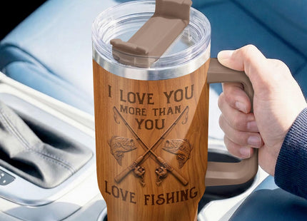 34HD Fishing Love You More 40 oz Tumbler with Handle, Romantic Gift