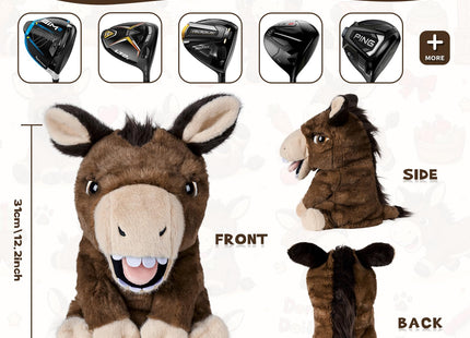 Driver Headcover Funny Golf Headcover Animal Golf Club Head Covers Gorilla Alces Moose Mammoth Design Black Plush Golfing Gifts for Men Women Golfer Fits up to 460CC Driver Head