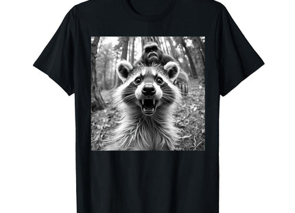 Funny Raccoon Selfie/w Bigfoot, Raccoon-Sasquatch Graphic T-Shirt