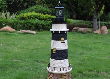 Solar Lighthouse Rotating Light - 360 Degree Light Houses Lamp For Yard, IP65 Waterproof Durable Lighthouse Lamps Towers Statue Lights For Outdoor Garden Pathway Patio (Black -Large - Style B)