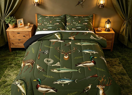 Feelyou Hunting Fishing Comforter Set Deer Duck Bedding Set Full Size