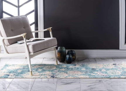 Unique Loom Positano Collection Coastal Modern Coral Lobster Shells Light Blue Runner Rug (3' x 10')