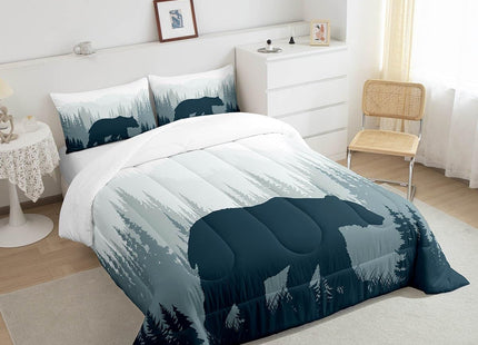 Woodland Comforter Set Kids Boys Girls Teens,Bear Wild Animal Twin