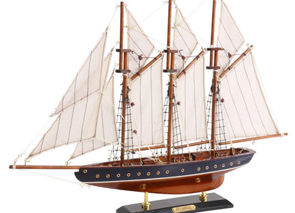 NAUTIMALL 19-inch Atlantic Sailboat Deco, Wooden Schooner Model Ship, Yacht Replica, Nautical Home Decor Collection (ATL49-BLUE)