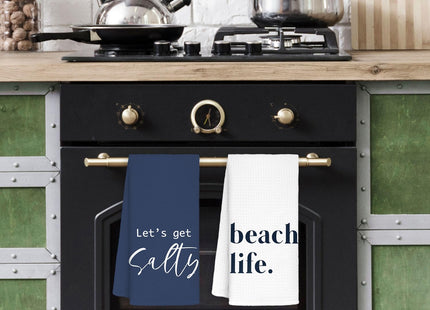 Jvpke Kitchen Towels Set - 2 Pieces, 16x24, Coastal/Beach Theme, Polyester Waffle Weave, Absorbent, Quick-Drying, Decorative, Gift Idea