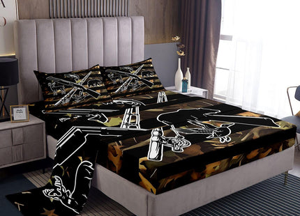 Hunting Fishing Bed Sheets For Kids Boys Men Camo American Flag Bedding Set Queen Wild Fish Duck Deer Bear Sheet Set Black Animal Silhouette Camouflage Fitted Sheet + Flat Sheet + 2 Pillow Cases