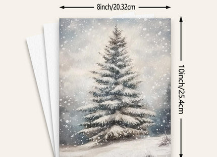 Christmas Wall Art, Vintage Christmas Tree Picture, Snowy Pine Tree Print