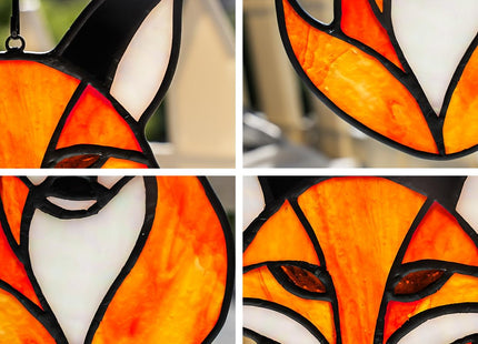HAOSUM Fox Stained Glass Suncatcher for Window Hanging Fox Home Decorations