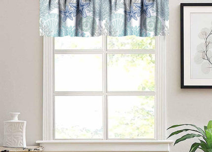 YSWOW Nautical Coastal Valance Curtain Beach Sea Starfish Seashell Art Printed Window Drapes for Bedroom Living Room Decor W54xL18in Fabric 1 Panel
