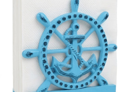 THDC Nautical Napkin Holder, Lunch, Dinner, Nautical Collection Napkin Holder, Made of Metal (Anchor Distressed Blue)
