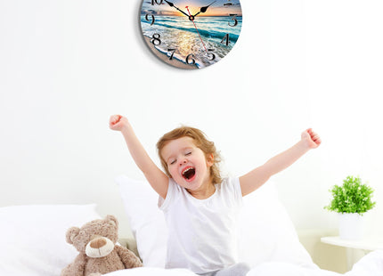 VIKMARI 14in Nautical Beach Wall Clock Silent Wooden Kitchen Wall Decor