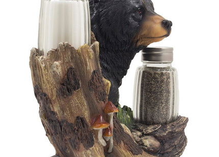 Black Bear Glass Salt and Pepper Shaker Set Sculpture Kitchen Decor in Rustic Lodge and Cabin Figurines by Home-n-Gifts