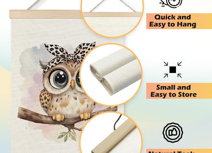 JINYO Owl Wall Decor, Coquette Leopard Bow Owl Wall Art Poster, Owl Decor for Home, Owl Gifts for Owl Lovers, Animal Lover Gifts, Owl Wall Decor Poster for Home Kids Room Playroom Nursery, 12x16 Inch