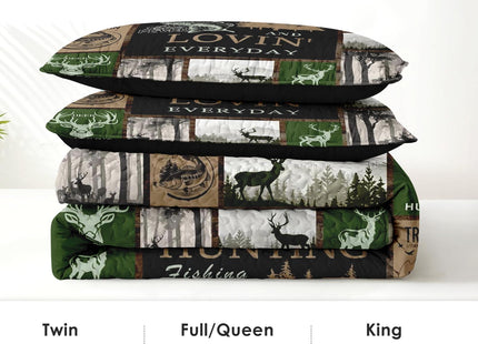 Pamnest Queen Quilt Set, 3 Pieces Cabin Deer Bedding, Bedspread