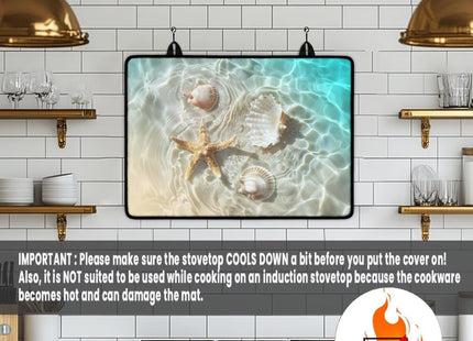 Txsniver Stove Top Cover for Electric Heat Resistant Glass Ceramic Cooktop Cover Mat Versatile Flat Top Induction Stove Cover Protector for Kitchen Decor, 29 x 21 Inch, Starfish Seashell