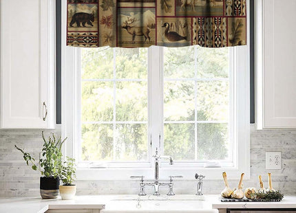 JanJCurt Rustic Moose Deer Valance, Country Lodge Cabin Retro Bear Farmhouse Camp Woodland Animal Print Blackout Short Window Treatment for Kitchen Bathroom Bedroom, 54x18inch
