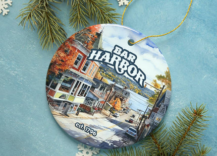 Charming Bar Harbor Street Ornament and Holiday Decoration, Maine Keepsake and Present