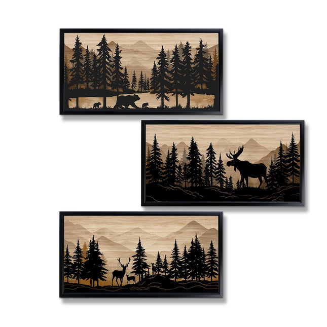 WELMECO Rustic Cabin Decor Bear Moose Deer Wall Art Cabin Bathroom Decor