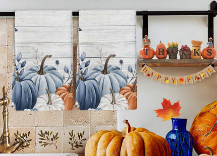 Fall Kitchen Towels Orange Blue Pumpkin Thanksgiving Hand Towels Autumn Leaves Dish Towel Cleaning Cloth Soft Absorbent Quick Drying 2 Pack Dish Cloths for Kitchen, Bathroom Autumn Decoration