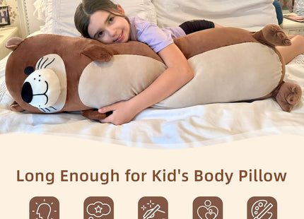 Tezituor Long Otter Plush Pillow,39.5" Giant Otter Stuffed Animal Soft Cuddly Sea Otter Long Body Pillow Sleeping Hugging Case Pillow Plush Toy Gifts for Kids Girlfriends Birthday Valentines Day