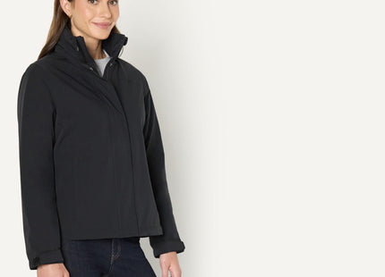 Amazon Essentials Women's Regular-Fit Lightweight Waterproof Long Hooded Rain Jacket, Black, Small