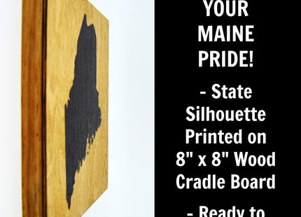 Maine Wood Sign - 8"x8" State Map Silhouette - Rustic Wall Decor for Home