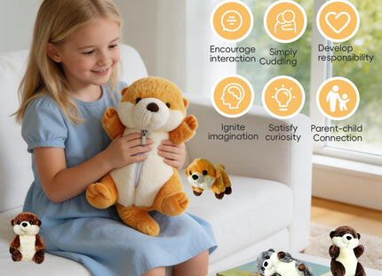 XYHQYB 5 Pcs Sea Otter Stuffed Animals, 17" Large Mommy Stuffed Otter Plush Toy with 4 Babies for Girls Boys, Soft Cuddly Otter Plushies Pillow Toy Gift for Kids Birthday Christmas Ocean Party